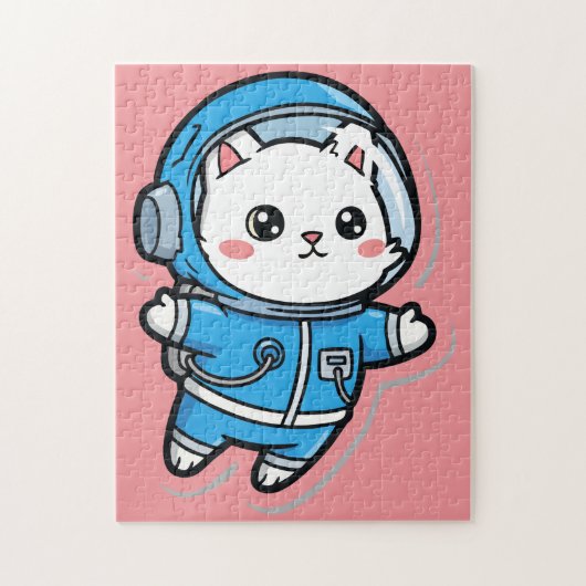 Cute Astronaut Cat Custom Photo Jigsaw Puzzle ジグソーパズル (縦)