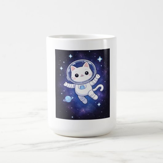 Cute Astronaut Cat in Space コーヒーマグカップ (中央)