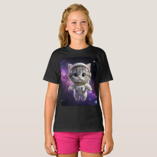 Cute Astronaut Cat in Space - 3D Cosmic Galaxy Tシャツ