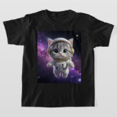 Cute Astronaut Cat in Space - 3D Cosmic Galaxy Tシャツ (レイダウン)
