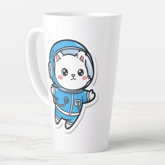 Cute Astronaut Cat Kawaii カフェラテマグ (左アングル)