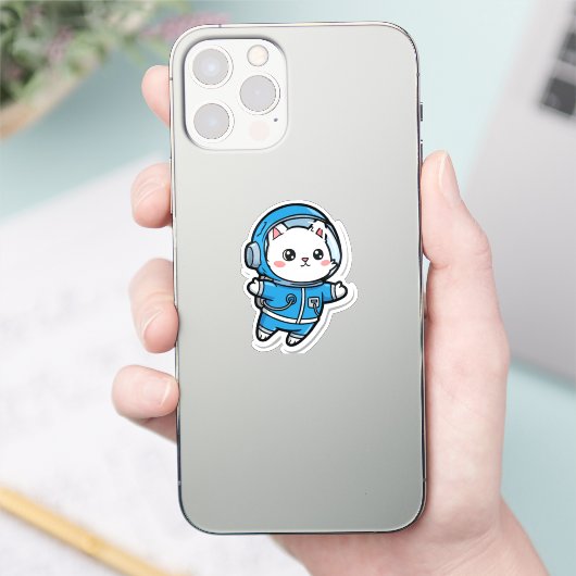 Cute Astronaut Cat Kawaii Sticker シール (スマートフォン)