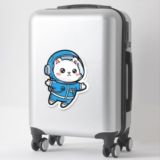 Cute Astronaut Cat Kawaii Sticker 14x14 シール (スーツケース)