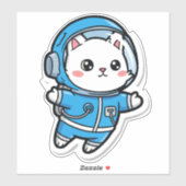 Cute Astronaut Cat Kawaii Sticker 8x8 シール (シート)