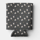 Cute astronaut cat pattern with black background 缶クーラー (正面)