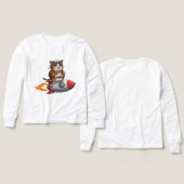 Cute Astronaut Cat Riding a Rocket (デザイン 正面＆背面)