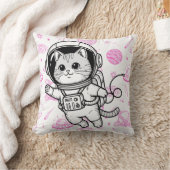 Cute Astronaut Cat Space Pattern Personalized Kids クッション (ブランケット)