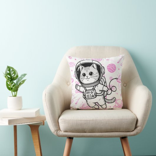 Cute Astronaut Cat Space Pattern Personalized Kids クッション (椅子)