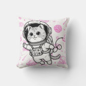 Cute Astronaut Cat Space Pattern Personalized Kids クッション (正面)