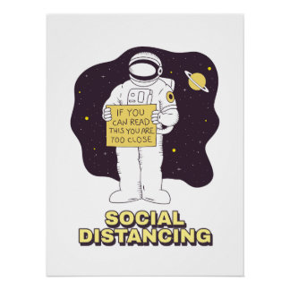 Cute Astronaut Drawing | Funny Space Cartoon Art ポスター