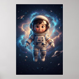 Cute Astronaut Kid | Space Adventure Art Poster ポスター