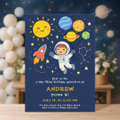 Cute Astronaut Kids Birthday Card 招待状