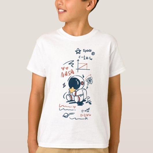 Cute Astronaut Space Cartoon Graphic kid s T-Shirt Tシャツ (正面)