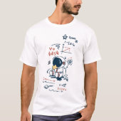 Cute Astronaut Space Cartoon Graphic T-Shirt Tシャツ (正面)