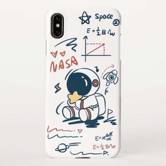  Cute Astronaut Space Cartoon iPhone XS Max Case iPhoneケース (裏面)