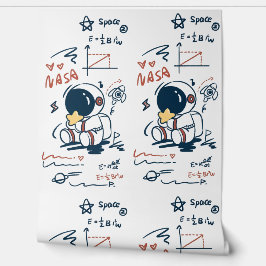  Cute Astronaut Space Cartoon Kids Room Wallpaper 壁紙