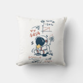 Cute Astronaut Space Cartoon Throw Pillow クッション (正面)