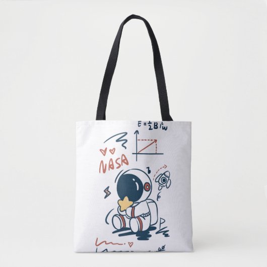 Cute Astronaut Space Cartoon Tote Bag トートバッグ (正面)