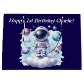 cute astronaut space Gift Bag ラージペーパーバッグ (正面)