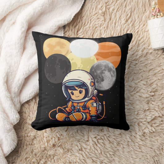 Cute Astronaut Space Pillow クッション (ブランケット)