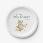Cute Astronaut Teddy Bear Baby Shower ペーパープレート (正面)