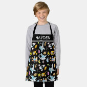 Cute Astronauts in Space Doodles Kids Personalised エプロン (着用した状態)