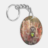 Cute August Hedgehog with Peridot Heart キーホルダー (正面左)