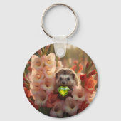 Cute August Hedgehog with Peridot Heart キーホルダー (裏面)