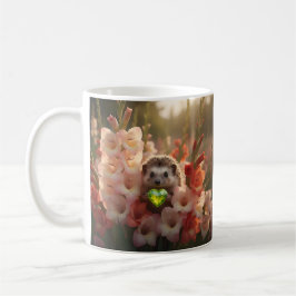 Cute August Hedgehog with Peridot Heart コーヒーマグカップ