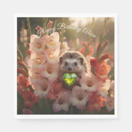 Cute August Hedgehog with Peridot Heart スタンダードランチョンナプキン