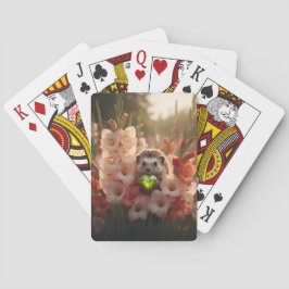 Cute August Hedgehog with Peridot Heart トランプ