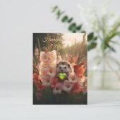 Cute August Hedgehog with Peridot Heart ポストカード (スタンド正面)