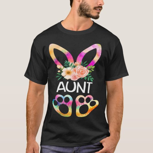 Cute Aunt Bunny Tie Dye Print Family Easter Day A Tシャツ (正面)