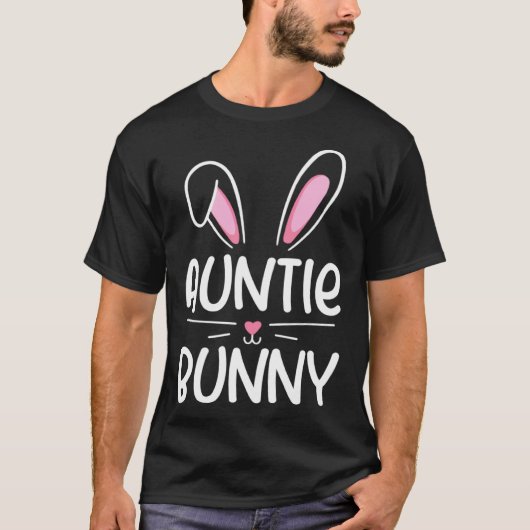 Cute Auntie Bunny Happy Easter Day Men Women Match Tシャツ (正面)