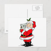 Cute Australian Christmas Santa with koala シーズンポストカード (正面/裏面)