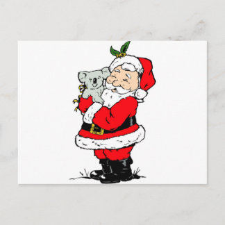 Cute Australian Christmas Santa with koala シーズンポストカード