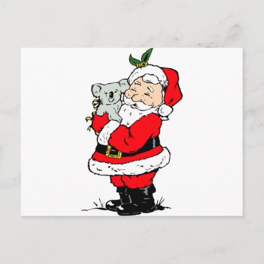 Cute Australian Christmas Santa with koala シーズンポストカード (正面)