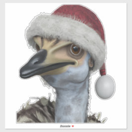 Cute Australian Emu Wearing A Festive Holiday Hat シール
