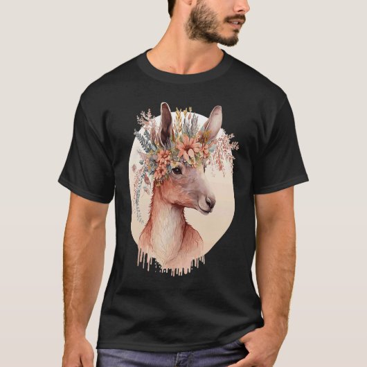 Cute Australian Kangaroo Flower Crown Animal Tシャツ (正面)