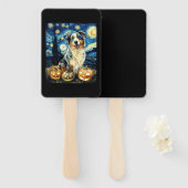 Cute Australian Shepherd Dog Halloween Jack O Lant ハンドファン (正面&裏面)