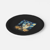 Cute Australian Shepherd Dog Halloween Jack O Lant ペーパープレート (アングル)