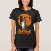 Cute Australian Shepherd Dog Witch Pumpkin Hallowe Tシャツ (正面)