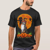 Cute Australian Shepherd Dog Witch Pumpkin Hallowe Tシャツ (正面)