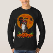 Cute Australian Shepherd Dog Witch Pumpkin Hallowe Tシャツ (正面)