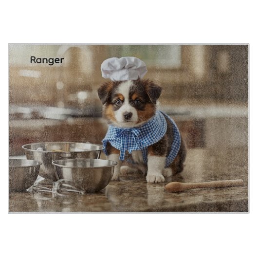 Cute Australian Shepherd Personalized カッティングボード (正面)