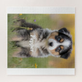 Cute Australian Shepherd Personalized ジグソーパズル (横)