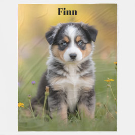 Cute Australian Shepherd Personalized フリースブランケット