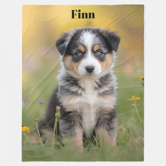 Cute Australian Shepherd Personalized フリースブランケット (正面)