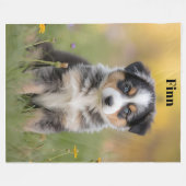 Cute Australian Shepherd Personalized フリースブランケット (正面(横))