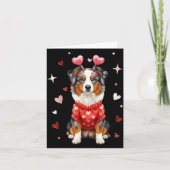 Cute Australian Shepherd Valentine Heart Valentine カード (正面)